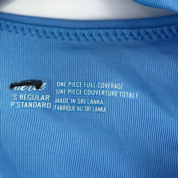 Wave Sz S One Piece Tie front Cutout Light Blue Lined Swimsuit One Piece 2741 - Picture 4 of 5